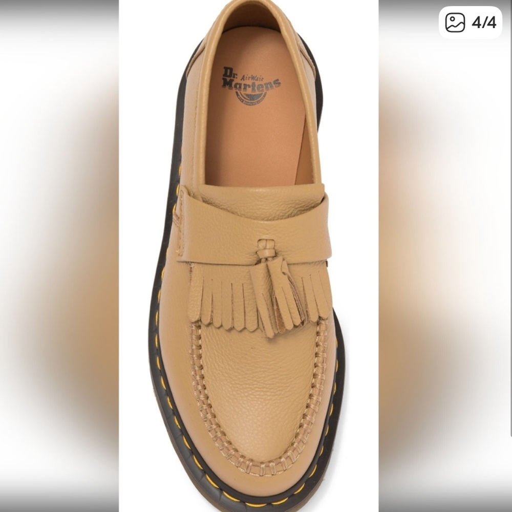Dr. Martens Beige Leather Tassel Loafers